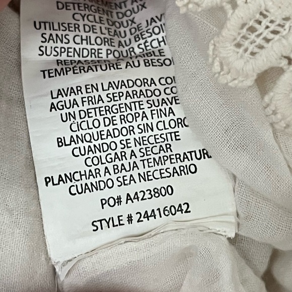 O’Neill Beige Strapless Linen Mini Dress Lace Crochet Boho Peasent Beach S - Picture 6 of 9